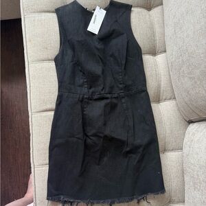 Black Jean Back-Zipped Sleeveless Mini Dress